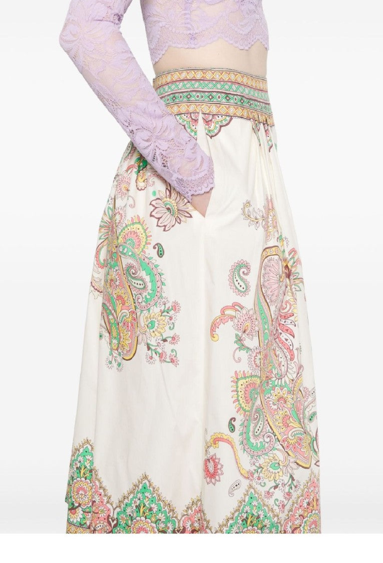Etro Flowing Midi Skirt With Paisley Patterns