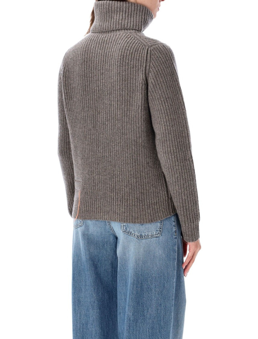 Fortela Ribbed High Turtleneck Knit Sweater