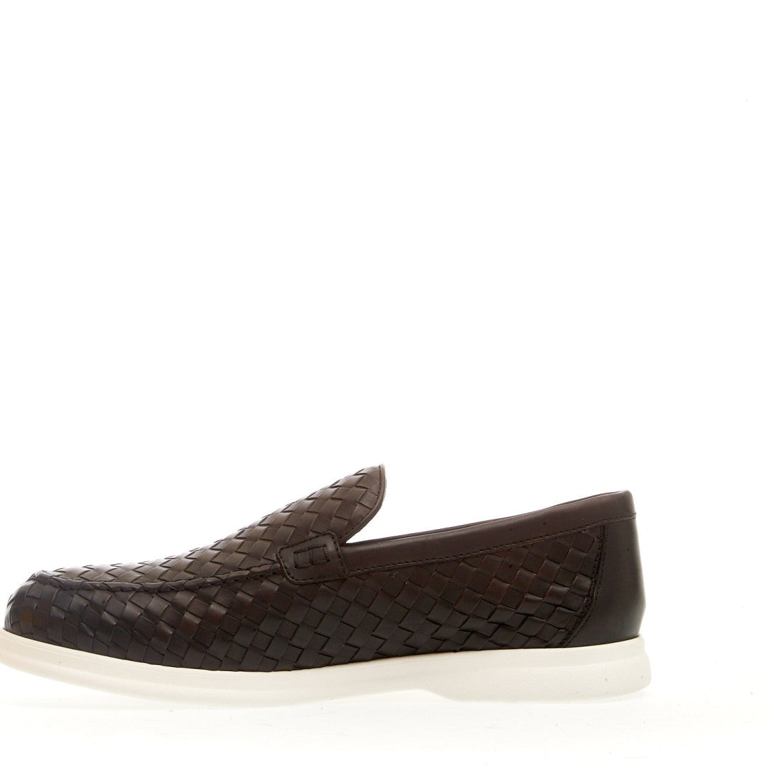 Doucal's Brown Woven Leather Moccasin