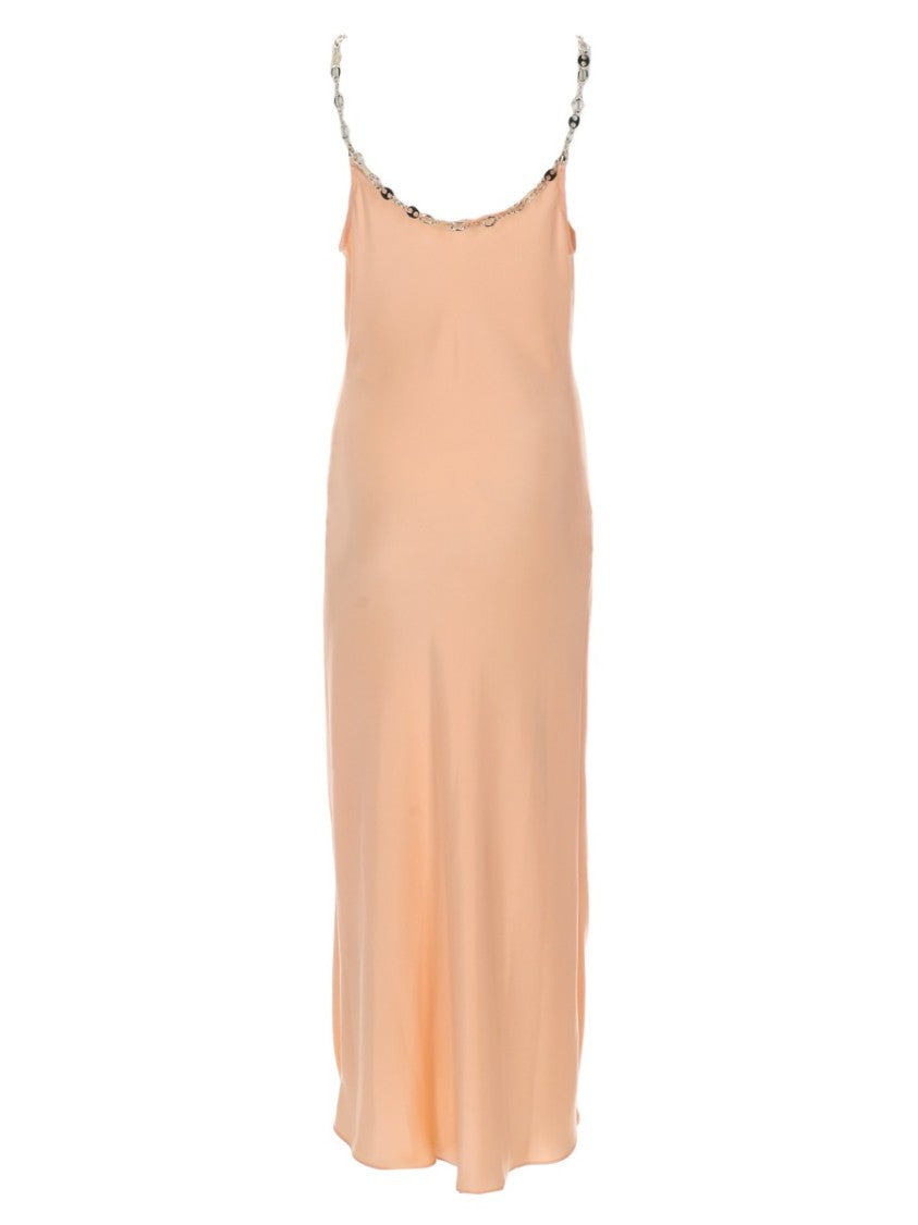 Rabanne Neutrals Cowl Neckline Chain Straps Midi Dress