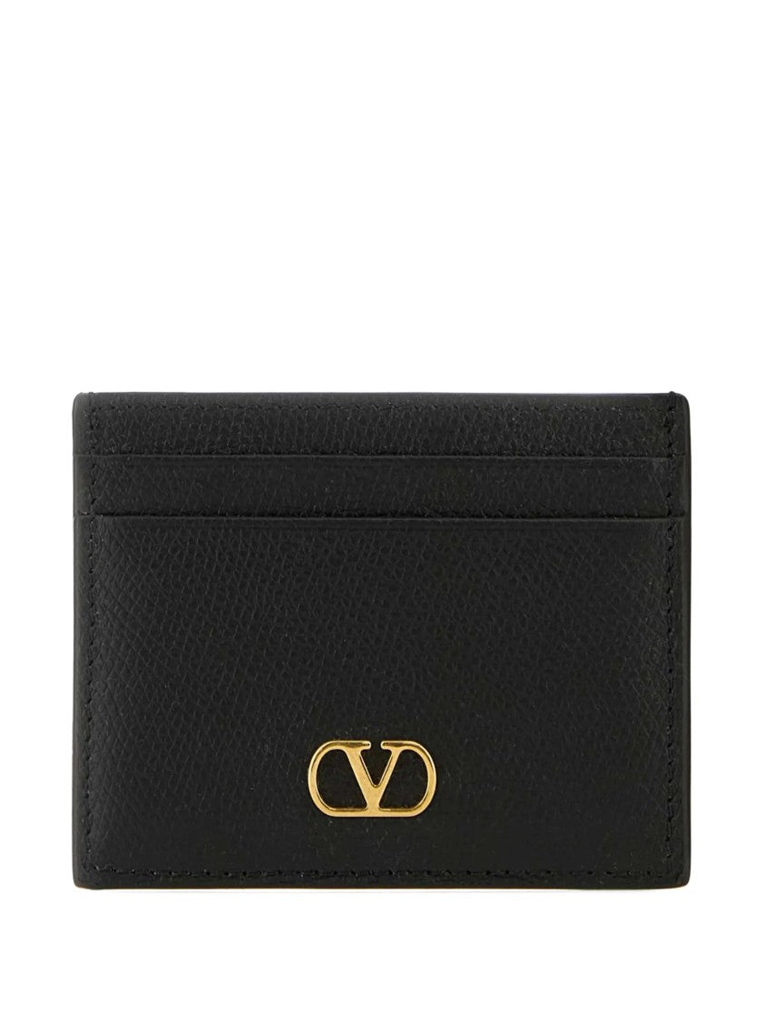 Valentino Textured Leather Card Holder Vlogo Wallet