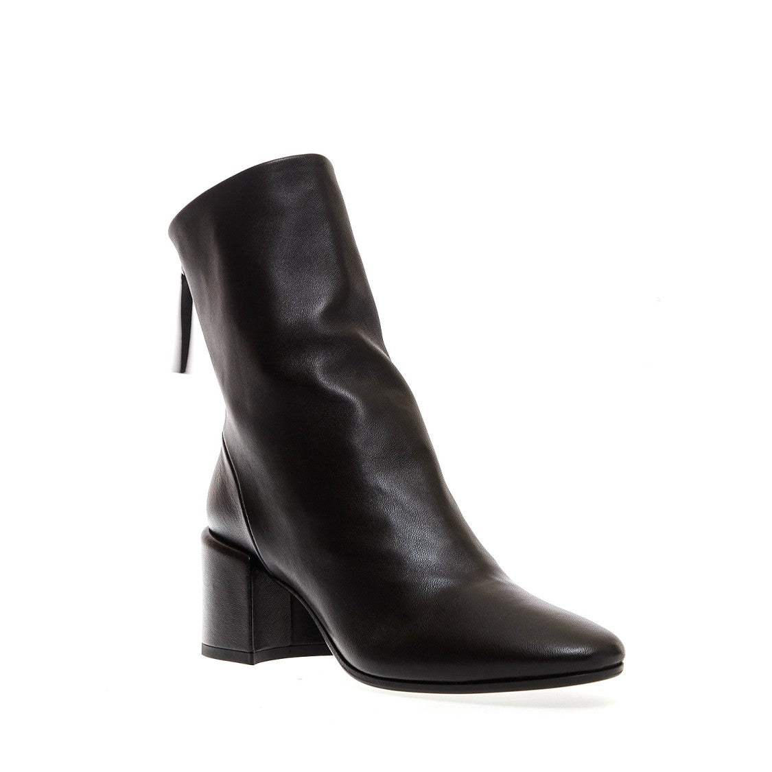 Halmanera Black Leather Ankle Boot Heel