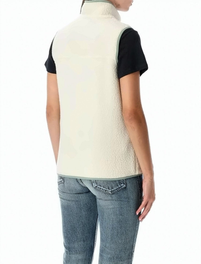 Patagonia Textured Fleece Vest With High Collar And Zippered Pockets