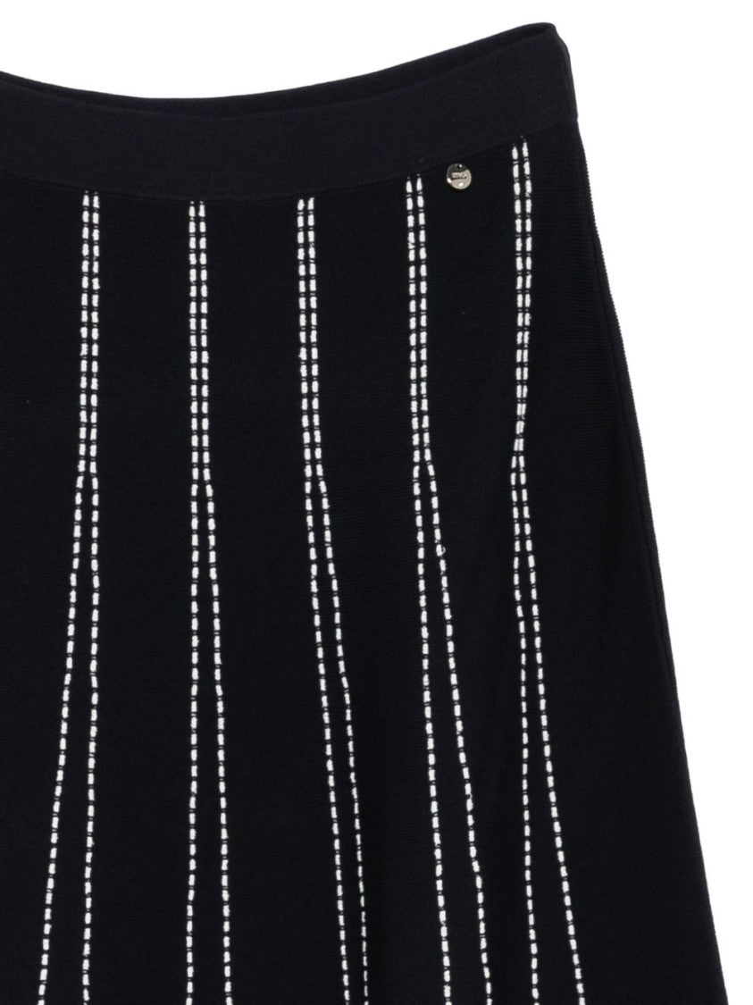 Liu Jo Dark Blue Striped Midi Skirt