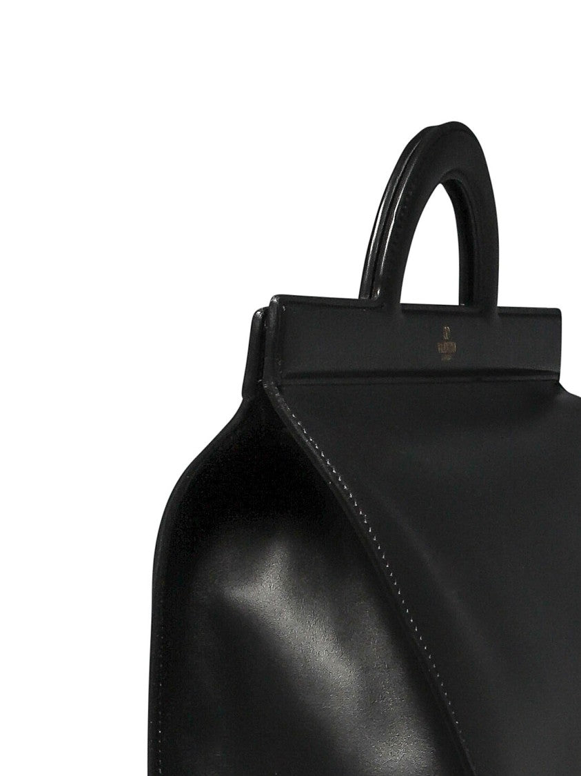 Valentino Garavani Structured Black Calf Leather Shoulder Bag