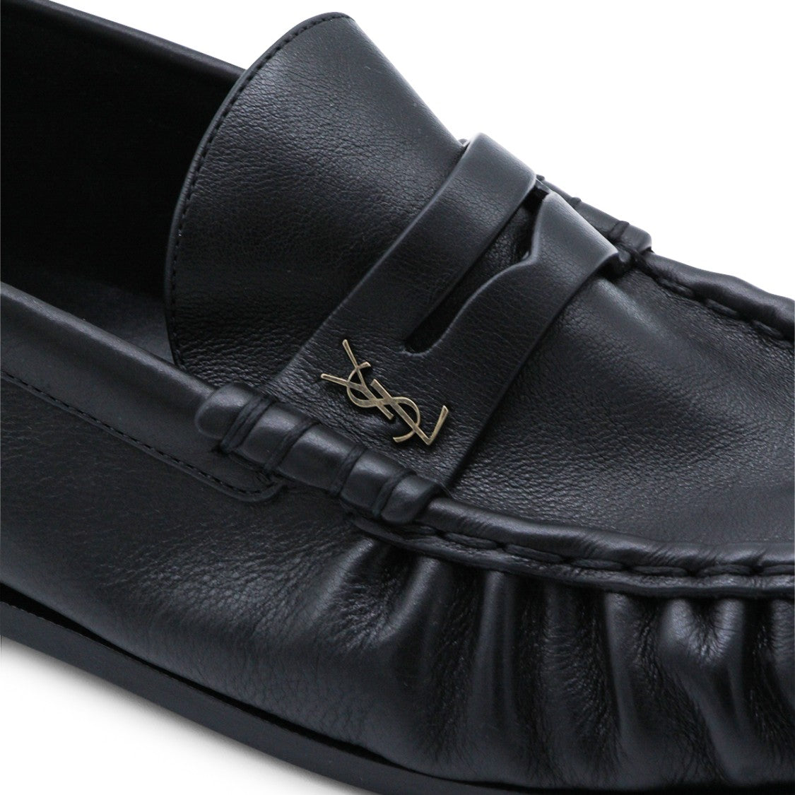 Saint Laurent Black Hand-Stitched Leather Loafers
