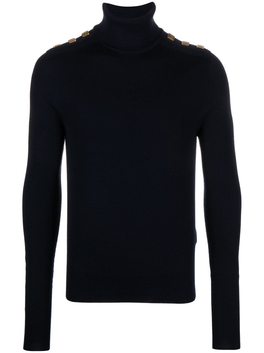 Balmain Shoulder Buttoned Turtleneck