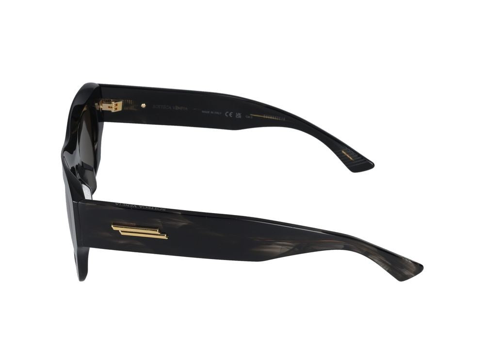 Bottega Veneta Black Gold Accents Oversized Square Frame Sunglasses
