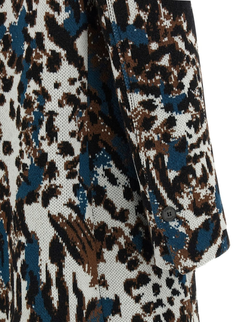 Missoni Animalier Wool Jacquard Coat With V-Neck And Peak Lapels