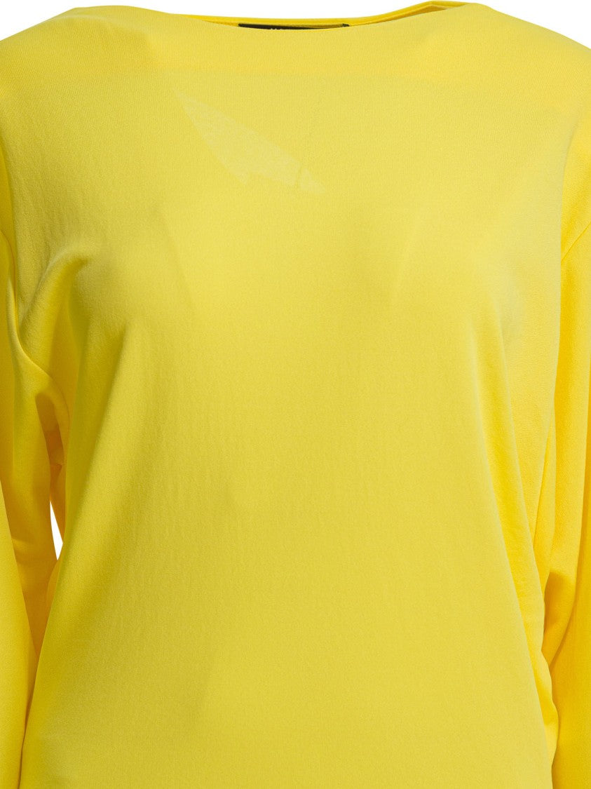 Jacquemus Dramatic Open-Back Midi Dress With Long Sleeves