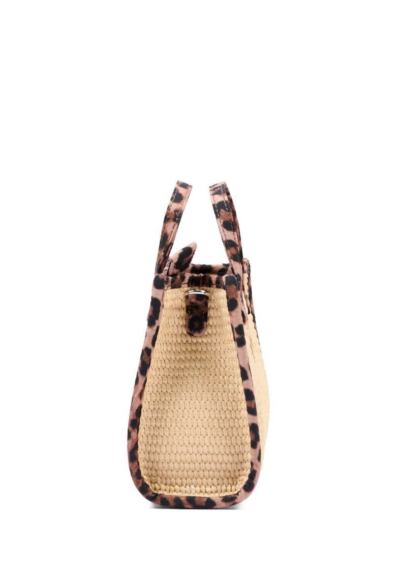 Mc2 Saint Barth Leopard Print Vivian Straw Bag