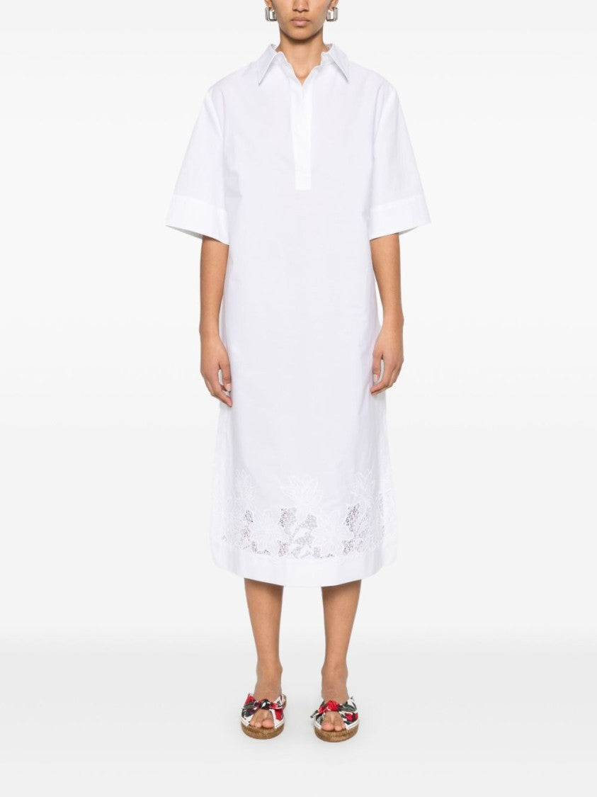 Parosh White Midi Dress With Classic Collar