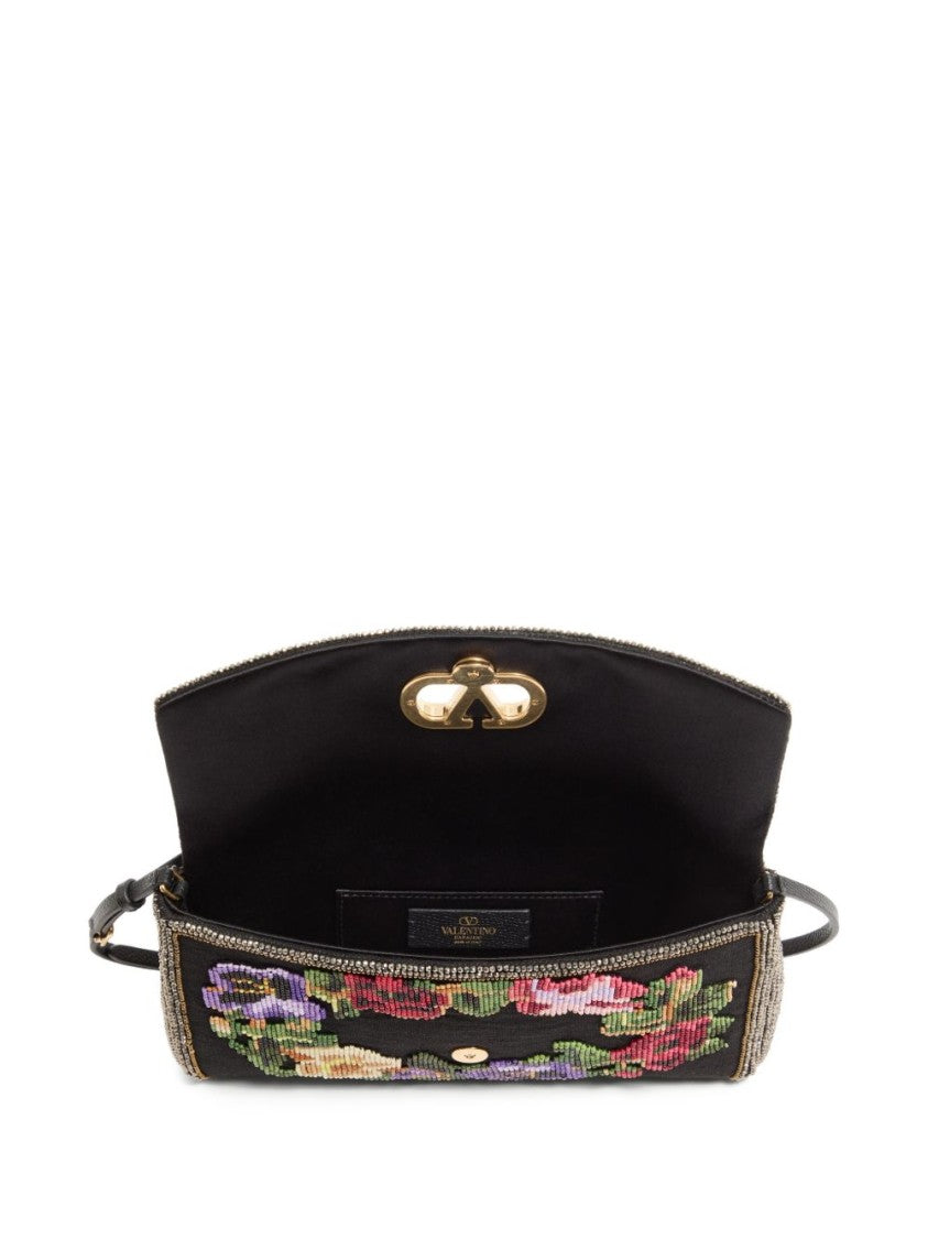 Valentino Garavani Multicolor Rectangular Floral Beadwork Shoulder Bag
