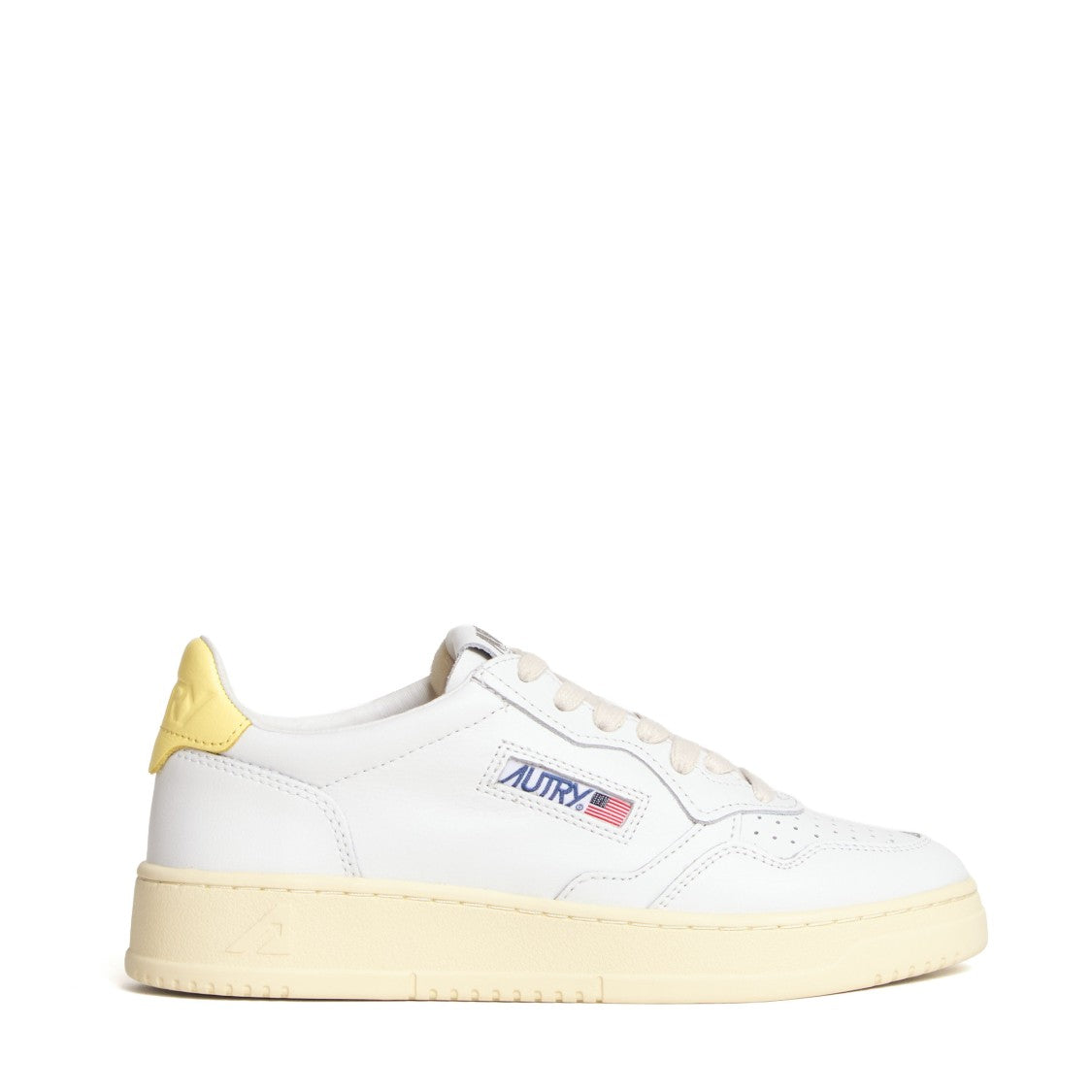 Autry White Lemon Meringue Leather Medalist Low Sneakers