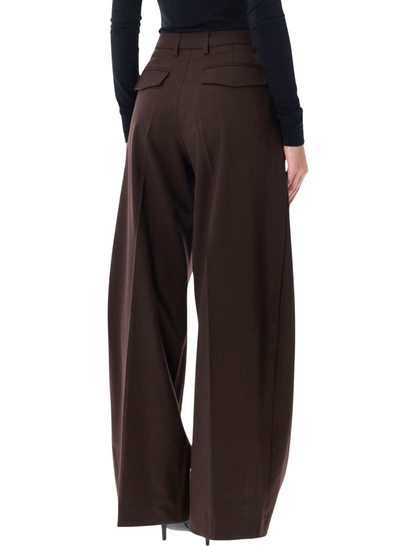 The Latest Brown Billie Wide-Leg Front-Pleat Trousers