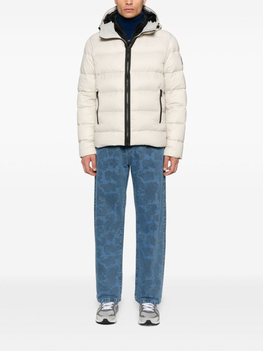 Fay Quilted Beige Jacket With Adjustable Hood