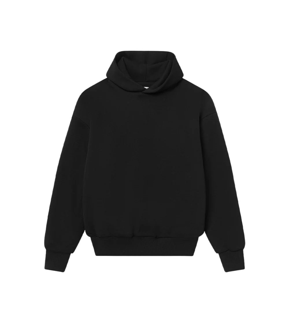 Perplex Black Armor Ribbed Cotton-Blend Relaxed Hoodie