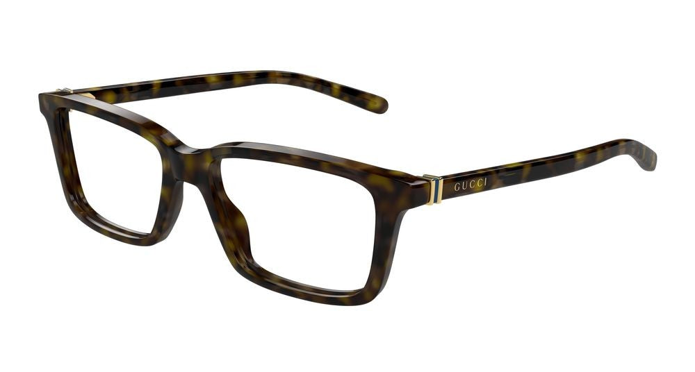 Gucci Havana Gold Accents Oversized Square Eyeglasses