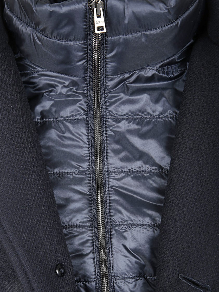 Herno Padded Carcoat In Recycled Wool Blend Melton