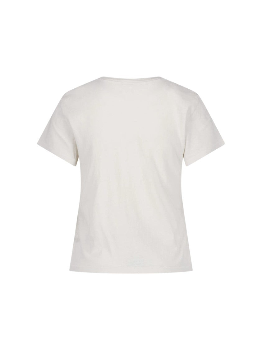 Re/Done White Printed Cotton T-Shirt