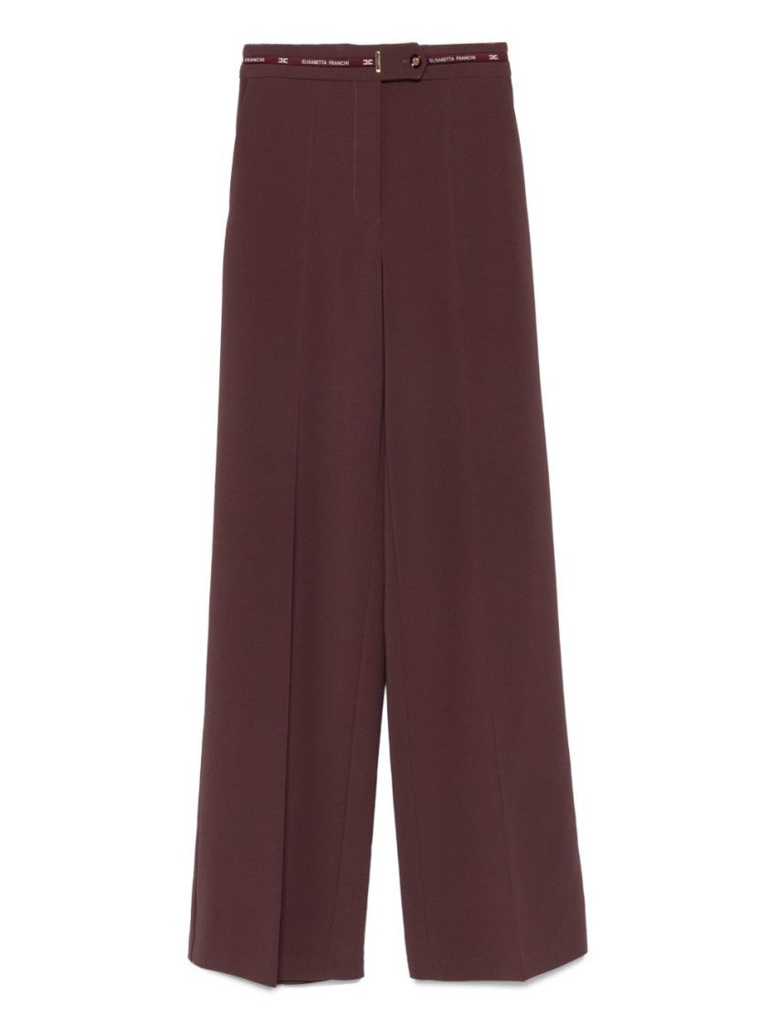 Elisabetta Franchi Bordeaux Wide-Leg Trousers With Tailored Fit