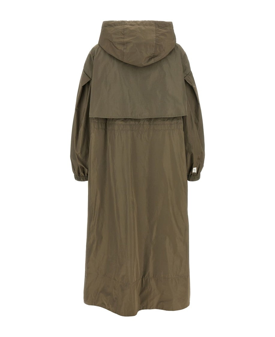 Max Mara Hooded Long Coat With Gathered Front Details
