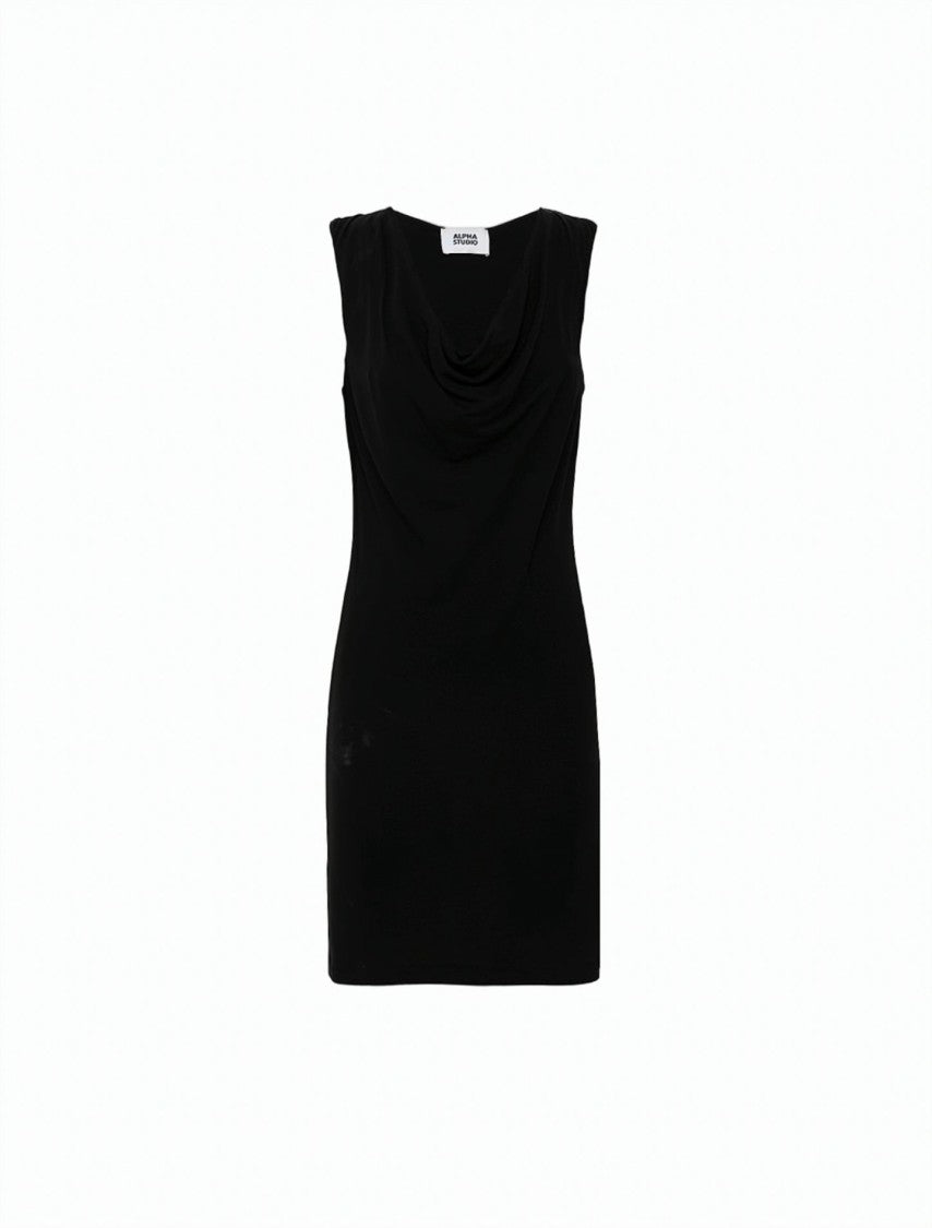 Alpha Studio Viscose Jersey Crêpe Cowl-Neck Sleeveless Mini Dress