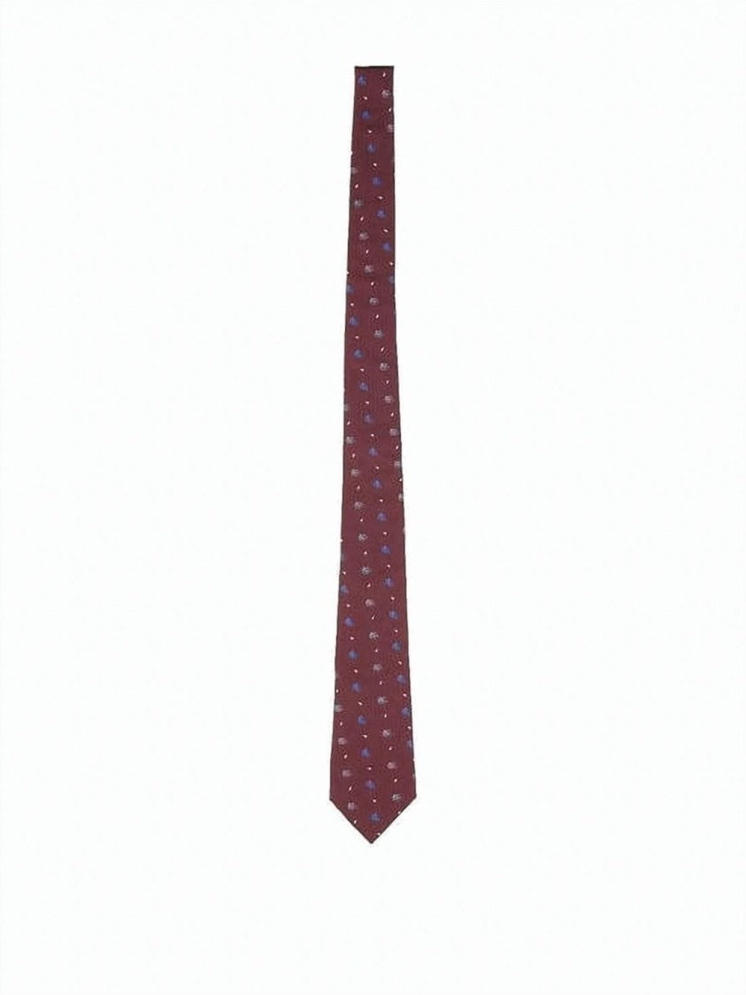Etro Slim Silk Tie With Deep Burgundy Base