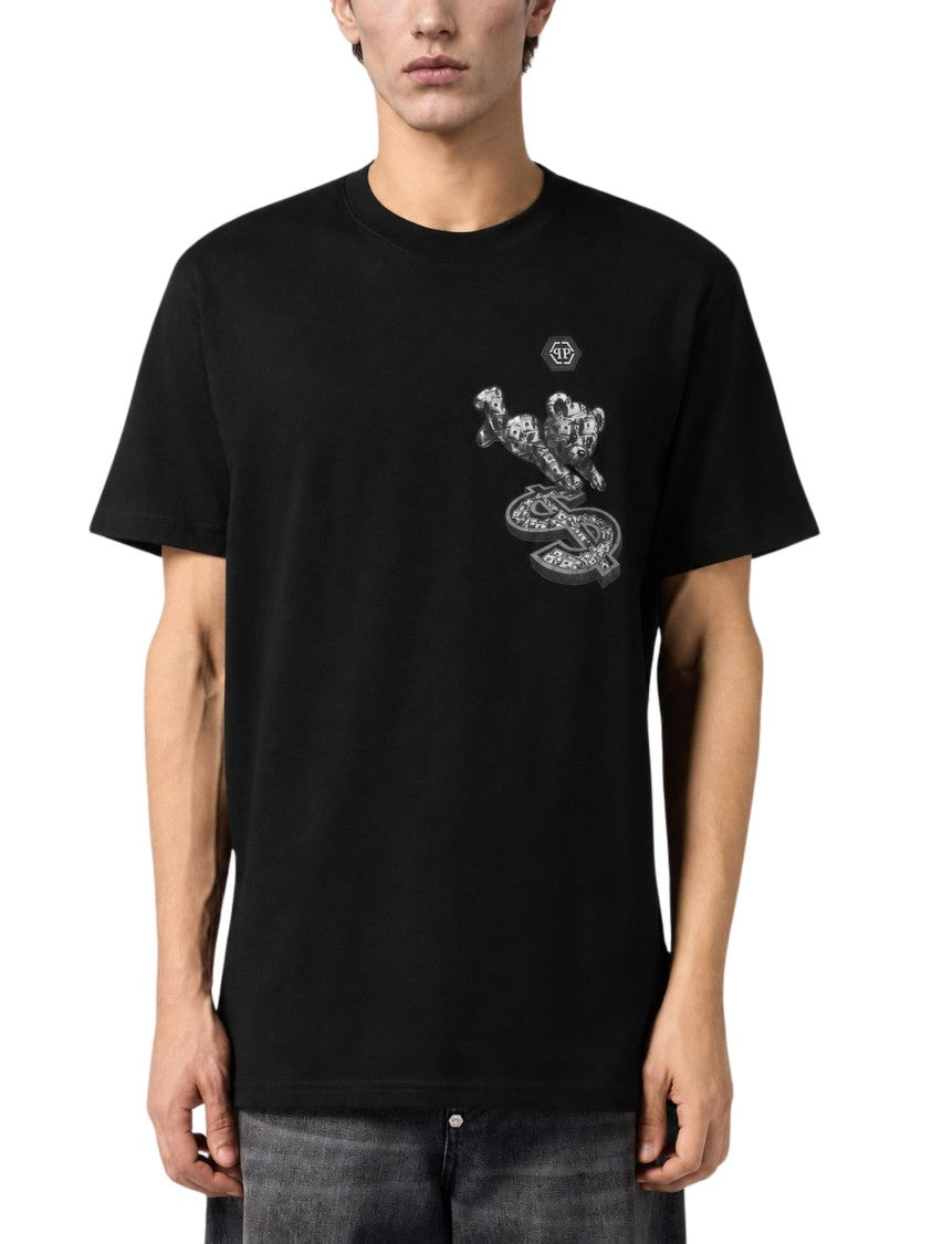 Philipp Plein Teddy Dollar Pattern Cotton T-Shirt