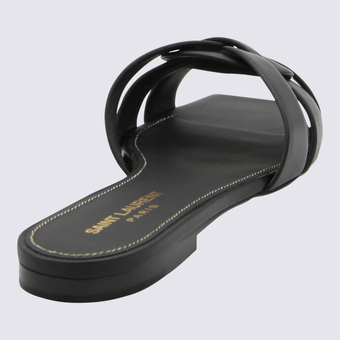 Saint Laurent Black Leather Tribute Flats