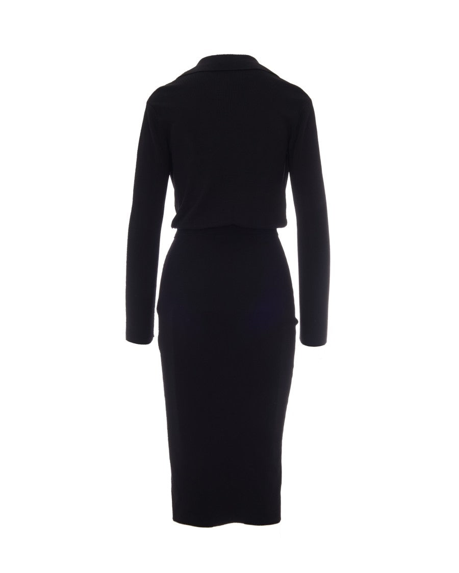 Elisabetta Franchi V-Neck Key Chain Viscose Midi Dress