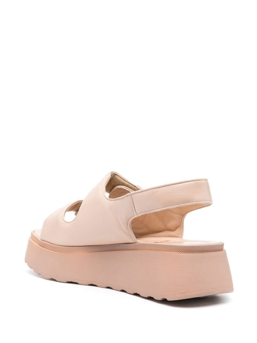 Casadei Beige Leather Flat Sandals With Adjustable Straps