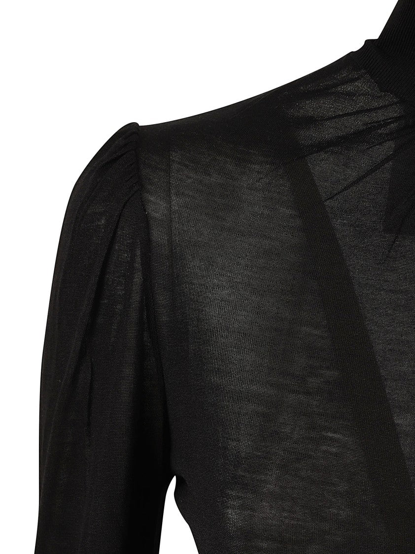 Moschino High-Neck Black Sweater With Puffed Sleeves