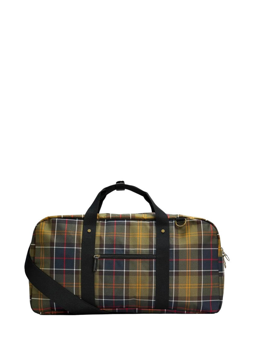 Barbour Logo Patch Check Pattern Rectangular Luggage Bag