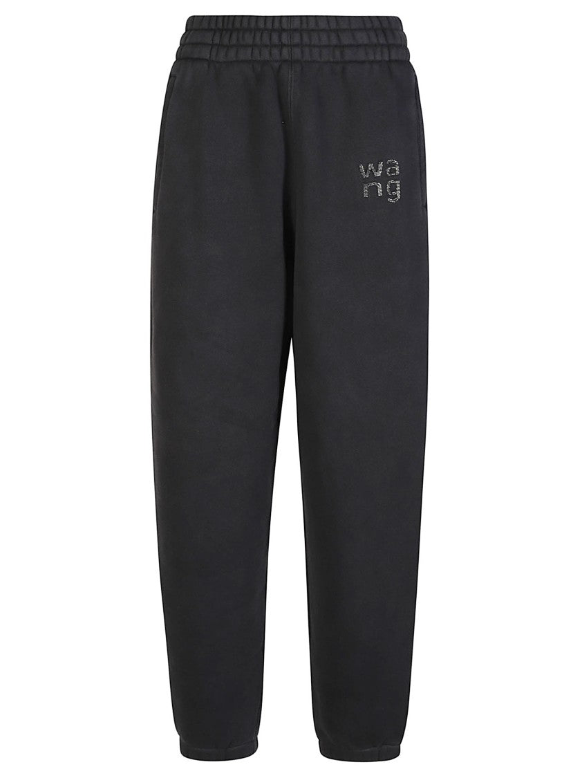 T By Alexander Wang Hotfix Logo Relaxed Cotton Blend Sweatpants