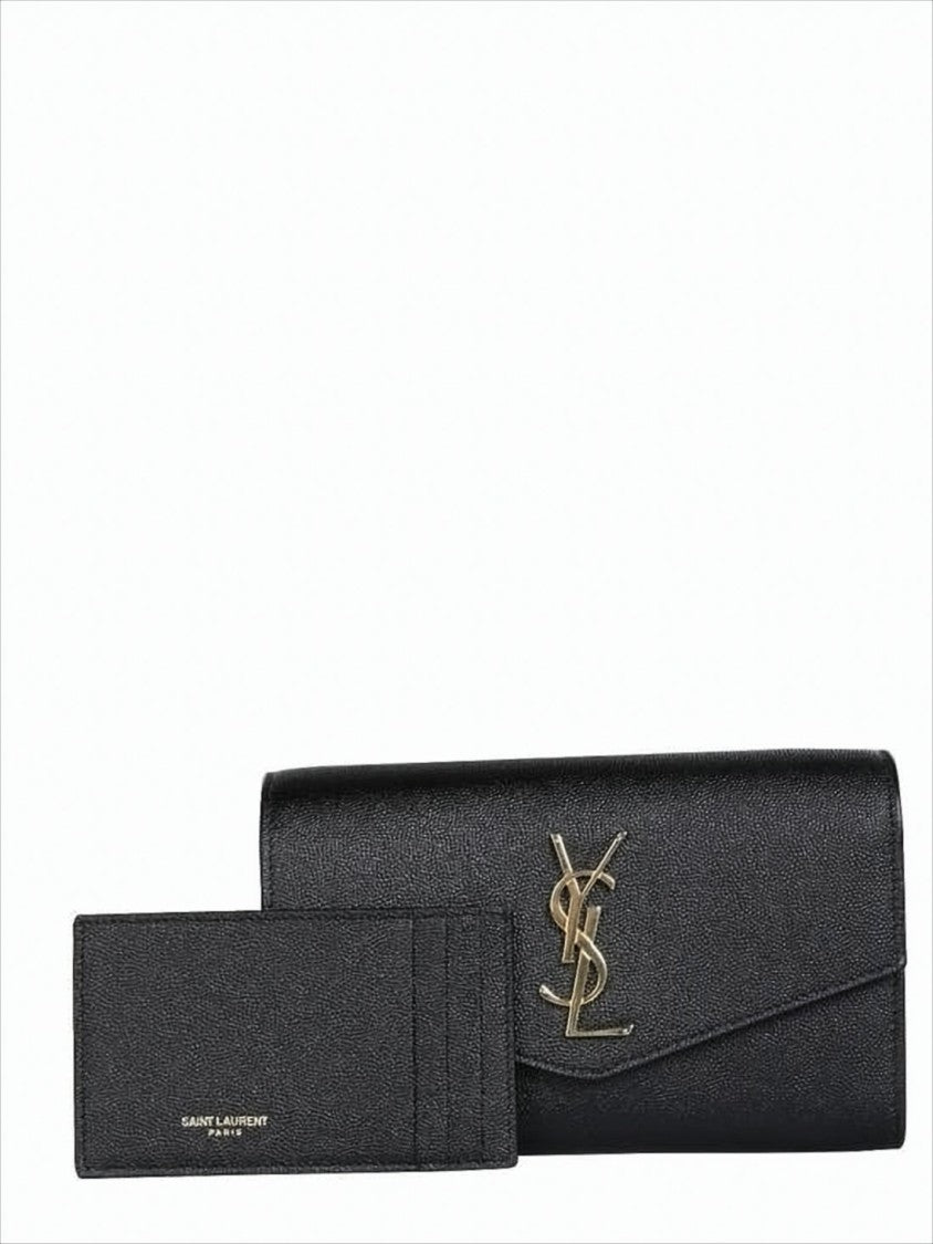 Saint Laurent Textured Calf Leather Long Wallet With Chain Strap