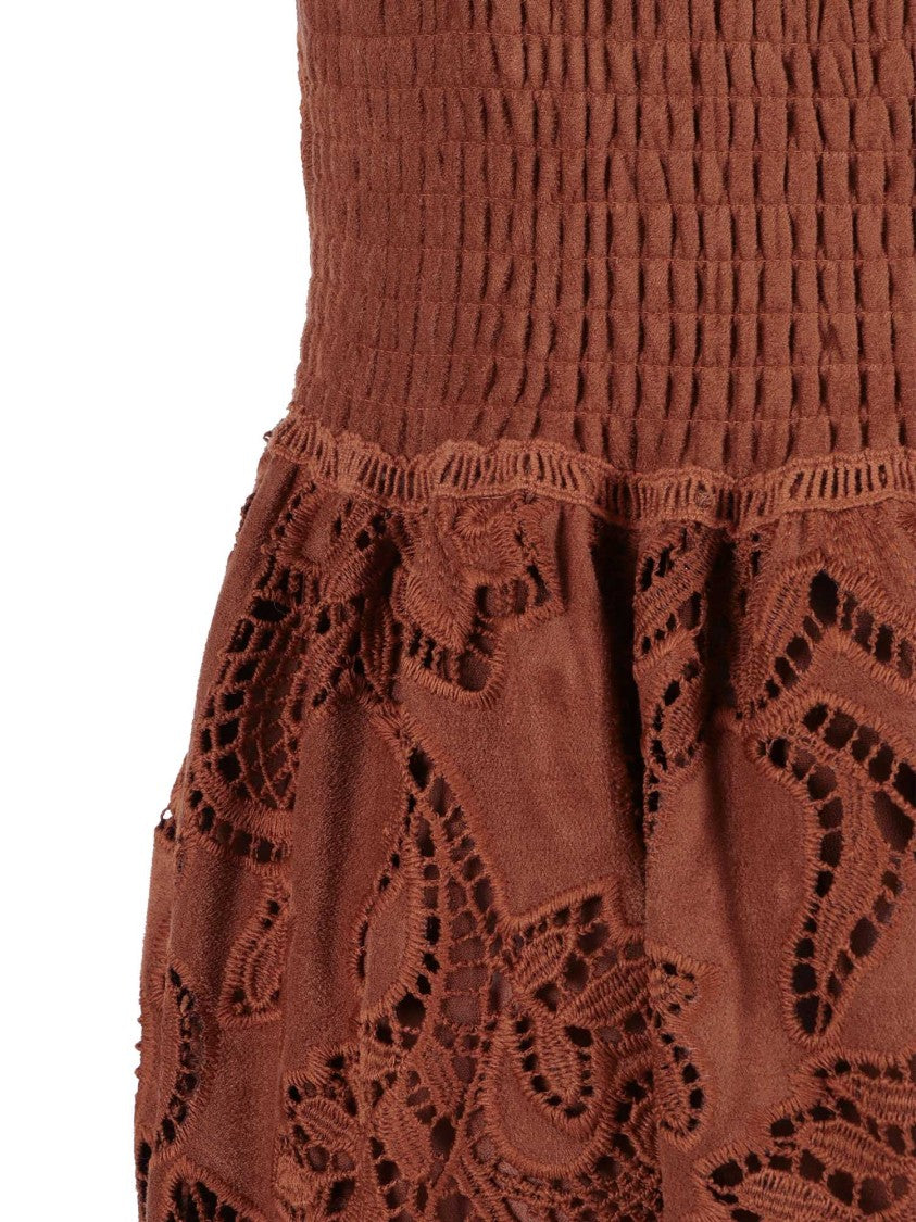 Ermanno Scervino Tiered Lace Cutout Midi Dress
