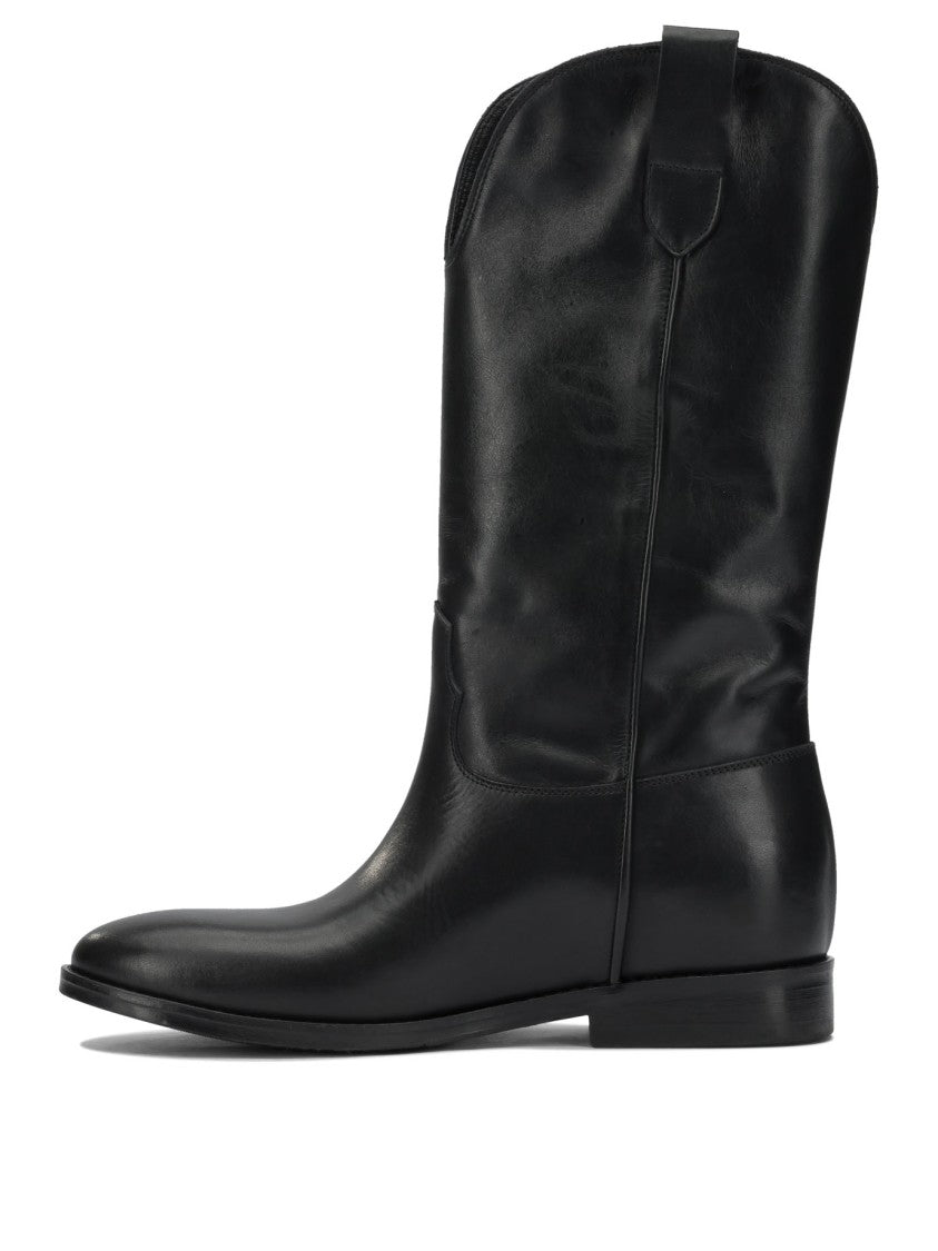 Strategia Mid-Calf Leather Ankle Boots With Pointed Toe