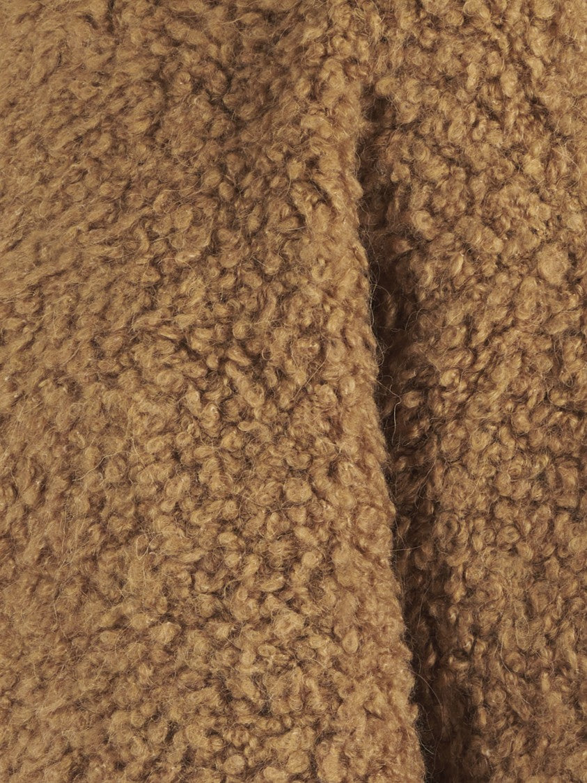 Max Mara Boucle Textured Cardigan In Rich Camel