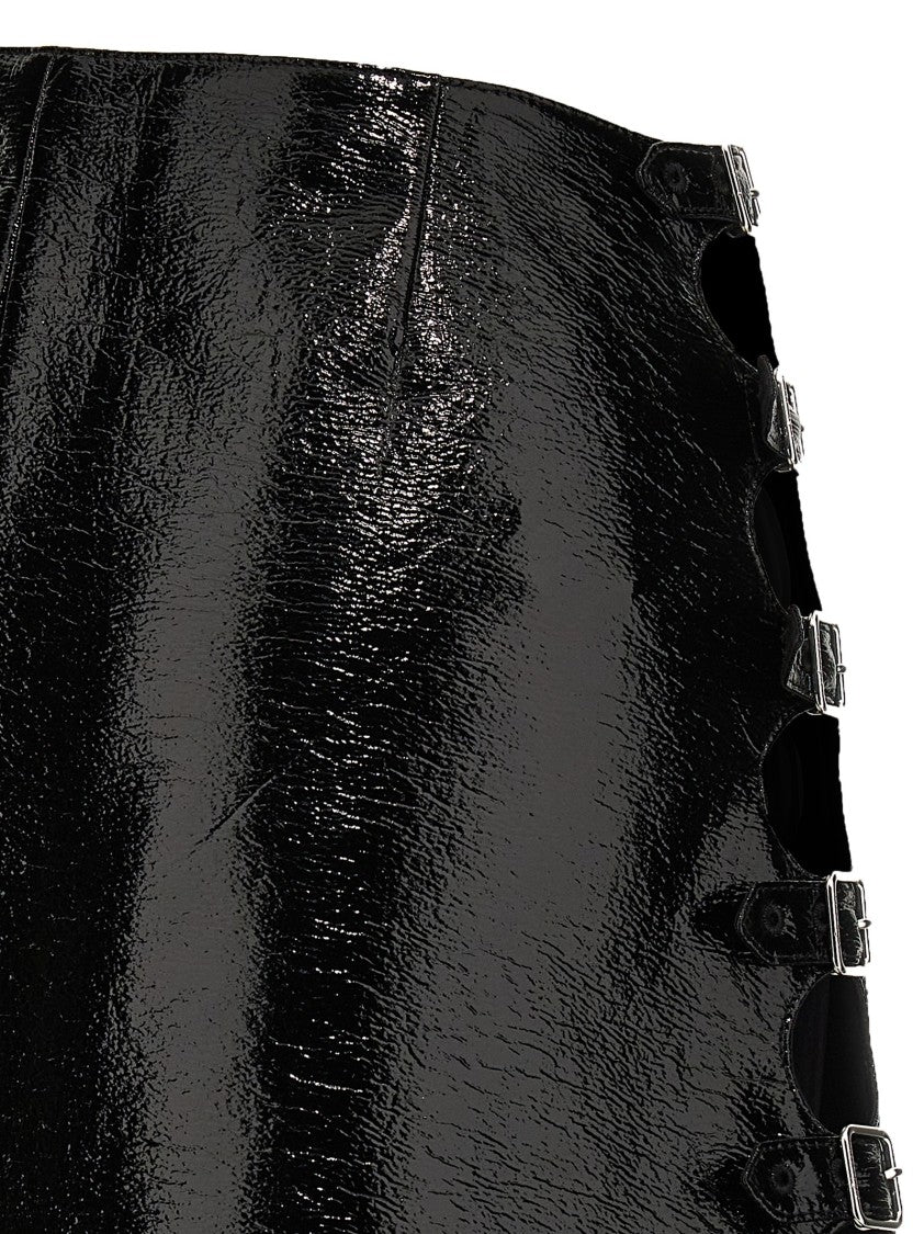 Courrèges Vinyl Mini Skirt With Flared Silhouette And Adjustable Buckle Straps