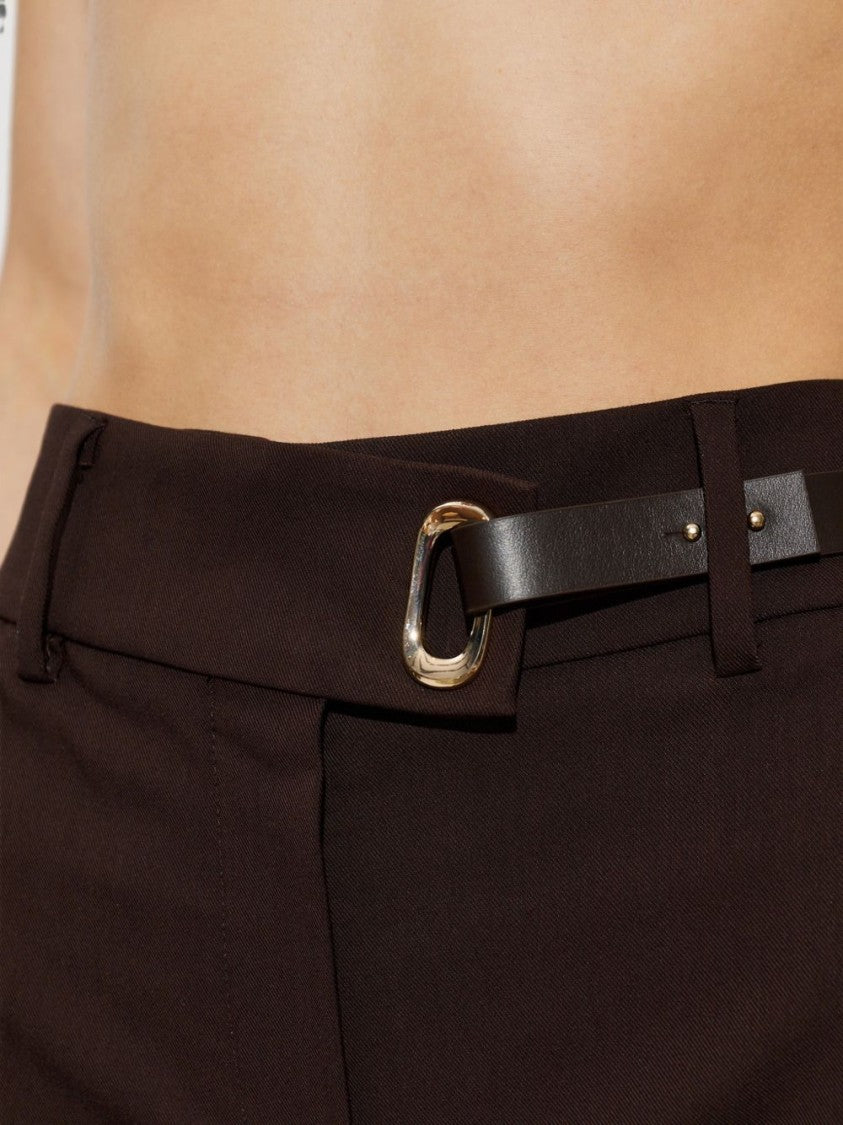 Sportmax Black Straight-Leg Belt Gold Buckle Pants