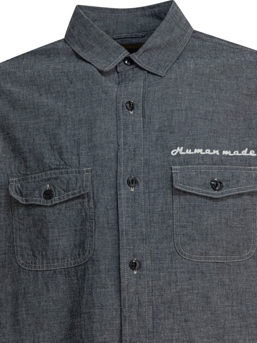 Human Made Classic Button-Up Chambray Shirt With Flap Pockets
