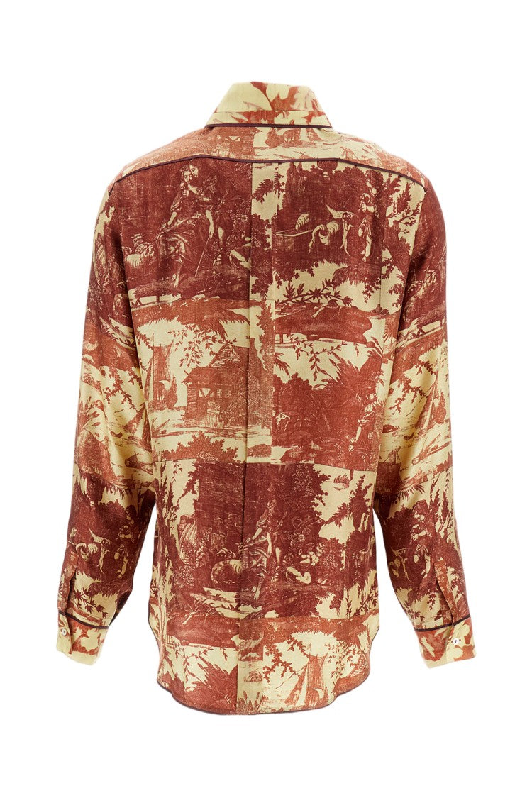 Pierre-Louis Mascia Long-Sleeved Printed Silk Shirt With Classic Collar