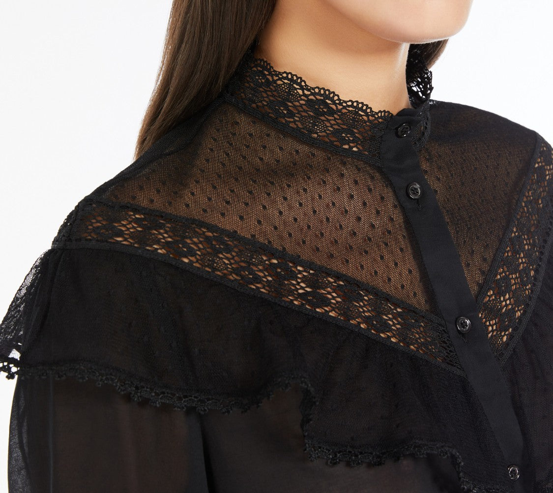 Max Mara Sheer Black Blouse