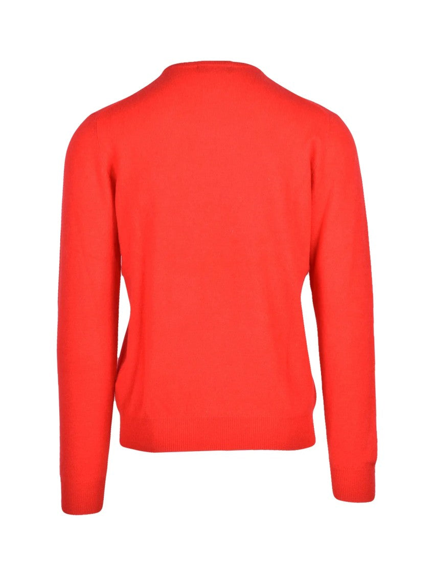 Woolzone Red Fine-Knit Cashmere Crewneck Sweater