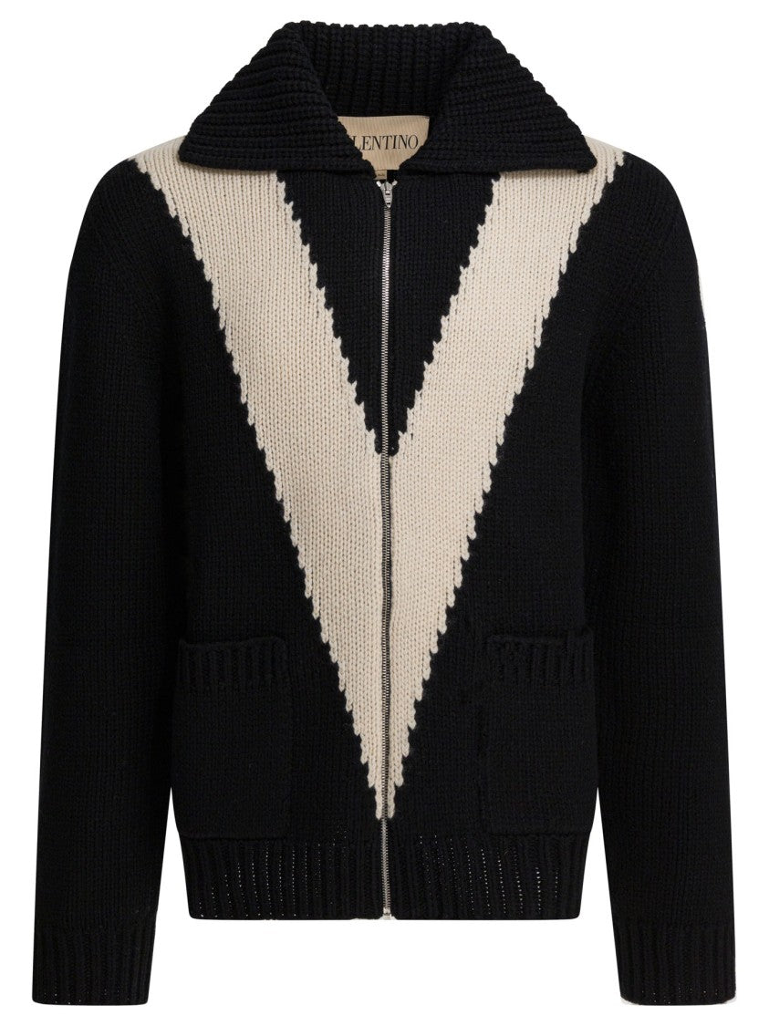 Valentino Cardigan With Inlaid V Logo