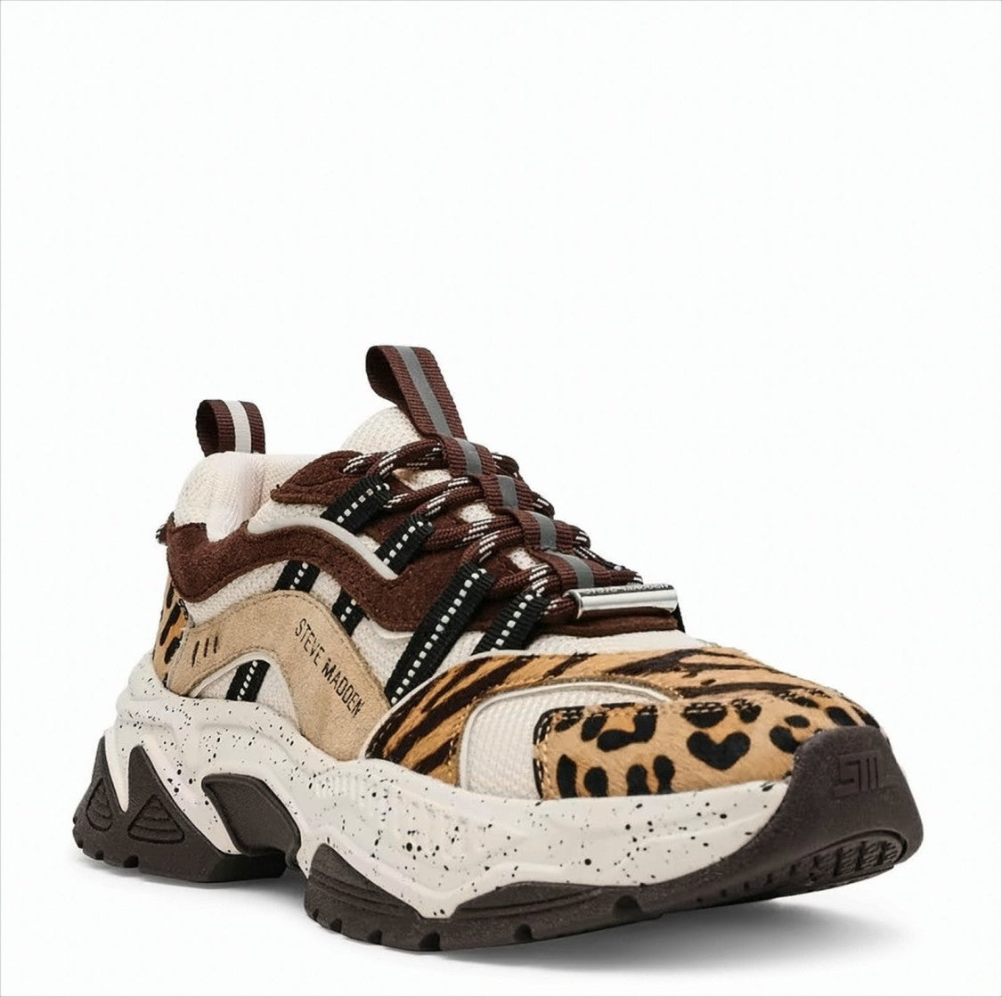 Steve Madden Leopard Print Sneakers With Suede-Like Panels