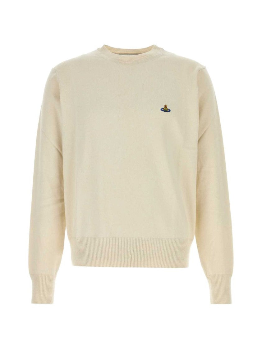 Vivienne Westwood Minimalist Light Beige Sweater With Ribbed Details