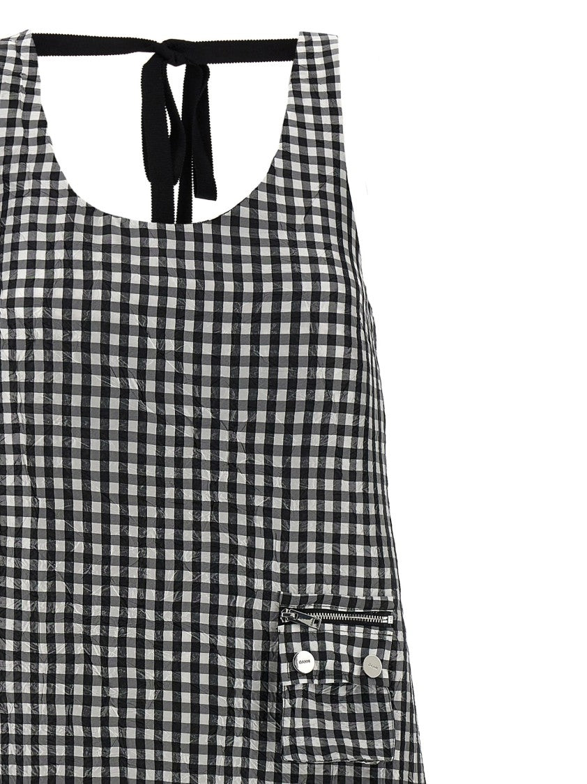 Ganni Crinkled Check Long' Dress