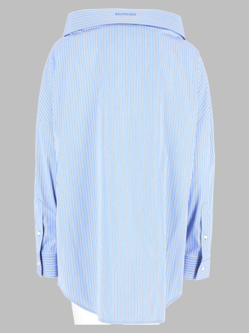 Balenciaga Light Blue Pinstripe Relaxed Cotton Shirt